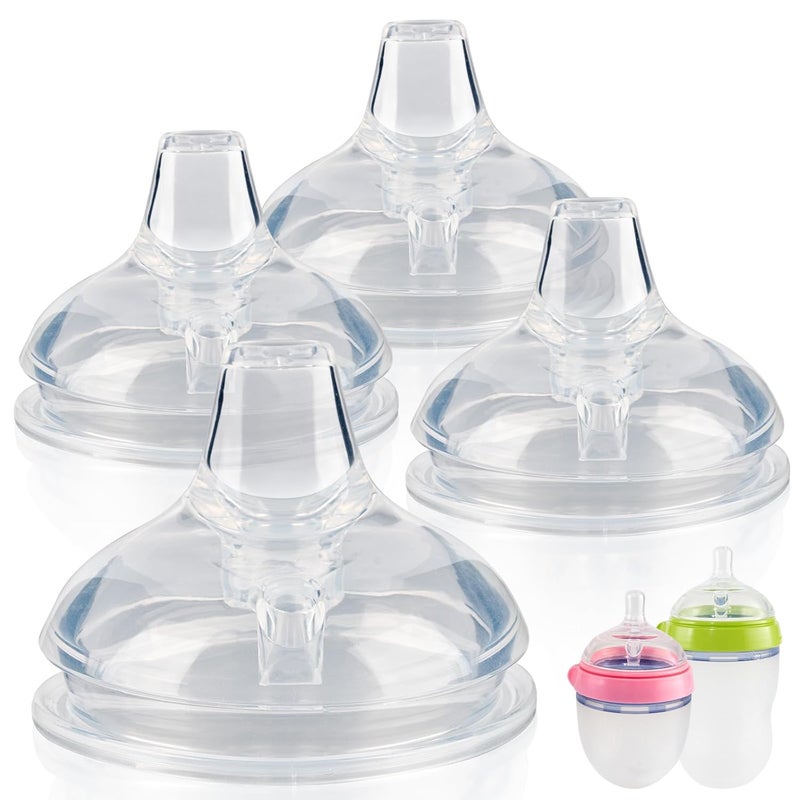 joyfeed Sippy Spout Nipples for Comotomo Baby Bottles,100% Soft Silicone Sippy Cup Nipples,Variable Flow Conversion Nipple,6+ Months,4 Count - Image 1